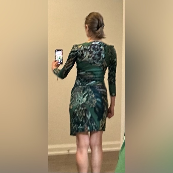 Beautiful Emilio Pucci green dress with beige and black abstract leaf pattern - Picture 10 of 12